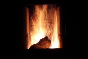 feu de bois dans un foyer de cheminée